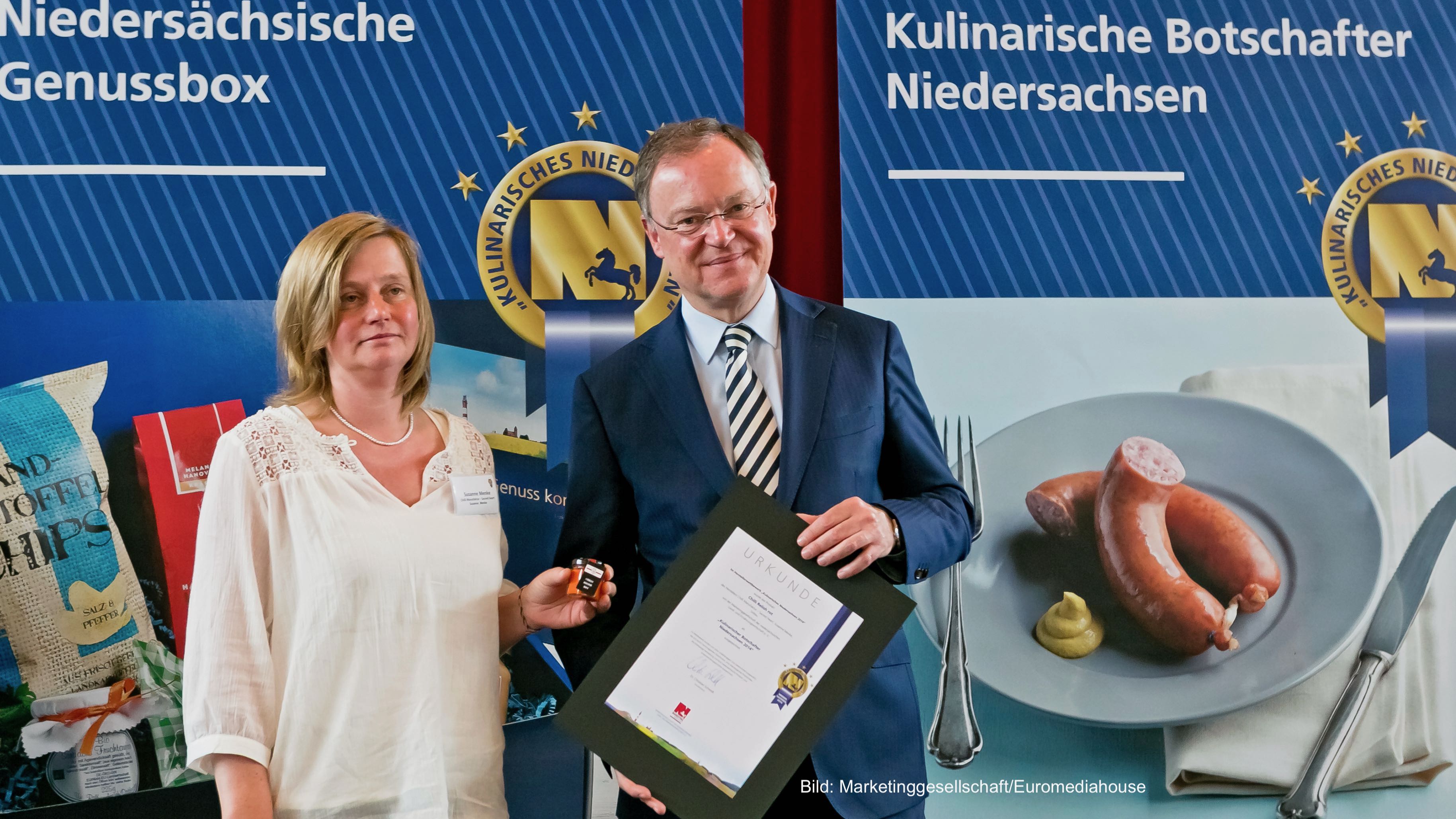 Urkundenverleihung Kulinarischer Botschafter Niedersachsen für das Chilli Relish rot von der Chilli Manufaktur Sacred heart