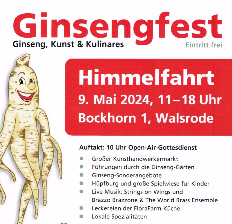 Ginsengfest an Himmelfahrt in Bockhorn von 11 bis 18 Uhr