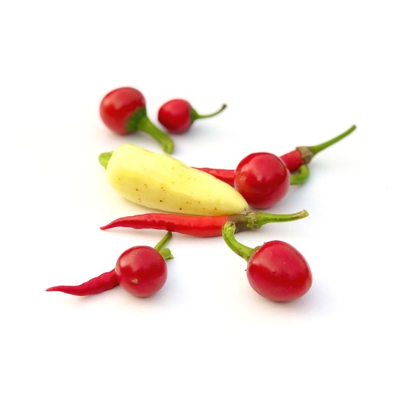 Das Bild zeigt 3 Sorten frische Chili im Schärfegrad 8 zum Kaufen