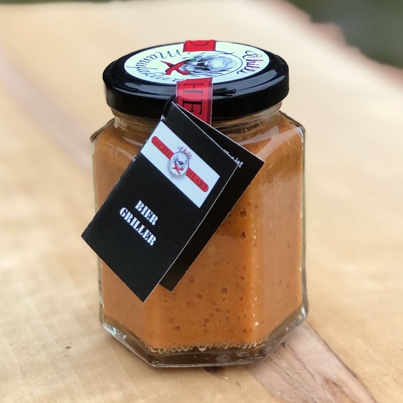 Glas mit scharfe Grillsauce Bier Griller zum Kaufen